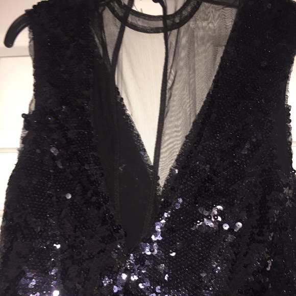 Free People Womens Sequined & Mesh Illusion Fit & Flare Dress NWT - Picture 6 of 11